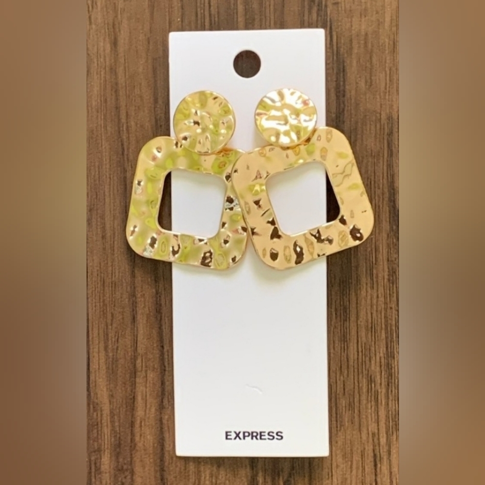 Express Hammered Gold Doorknocker Earrings